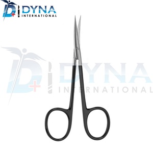 กรรไกรไอริสแบบตรงมีฟันเลื่อยขนาด4.5นิ้วด้ามจับสแตนเลสสตีลสีดำเครื่องมือผ่าตัด - Product Image 1