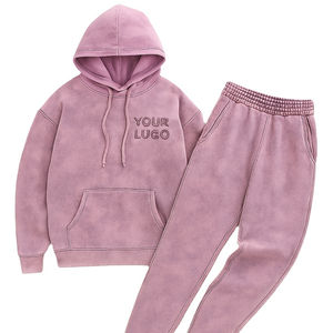 Chándal Vintage personalizado de alta calidad, conjunto de chándal, pantalones de chándal con capucha lavados con ácido desteñidos al sol, estampado transpirable de lana XL Unisex - Product Image 3