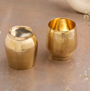 แก้วทองเหลืองแกะสลักด้วยมือ เป็นมิตรกับสิ่งแวดล้อม คู่ 2 ใบ - หรูหราทันสมัย ความจุขนาดใหญ่ - Product Image 3