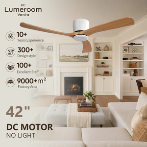 USA In Stock Solid Wood Blade <b>Ceiling</b> <b>Fan</b> 42 Inch No Light Energy Efficient DC Motor with <b>Remote</b> <b>Control</b> Indoor <b>Fan</b> - Product Image 1