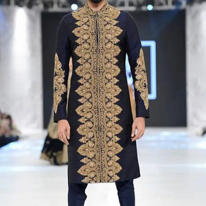 Stylish Heavy Embroidery on Raw Silk Sherwani & <b>Pant</b> Dress with Embellished Crystal Glass Beads,glass Stone,dabka Work@2024 - Product Image 1