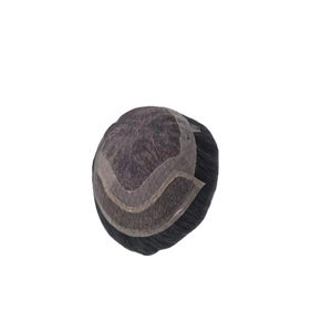 วิกผมผู้ชายแบบผูกเชือกด้านหน้า ทำจากผมแท้ชนิดอินเดียเรมี่ ยี่ห้อ Taz Hair จากบังกลาเทศ แบบลอนลึก  แบบเส้นเดี่ยว  ผสมผมสีเทา 50% - Product Image 4