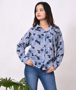 Camisa de algodón hecha a mano bloque de mano estampado floral camisas abotonadas 100% Camisa de algodón tela de calidad superior con hermosos estampados - Product Image 1