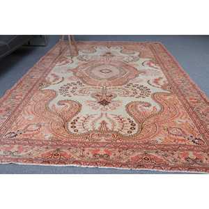 พรมวินเทจ ขนาด 6.4x10.2 ฟุต พรมตุรกีขนาดใหญ่ พรมเปอร์เซียสีน้ำตาลแดง - Product Image 2