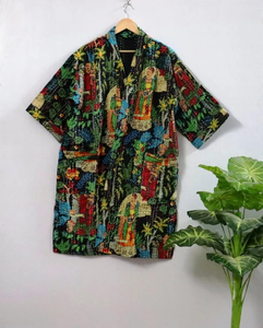 Indian Handmade Vintage Cotton Kantha Kimono Indian Kantha Kimono Lightweight <b>Women</b> Long <b>Coat</b> Unisex Wear Jacket Gift for Her - Product Image 2