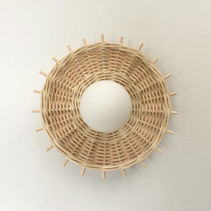 Meilleur prix Moderne Applique murale ronde en rotin Boho-Lumière durable en osier tissé à la main pour l'éclairage doux de la maison - Product Image 6