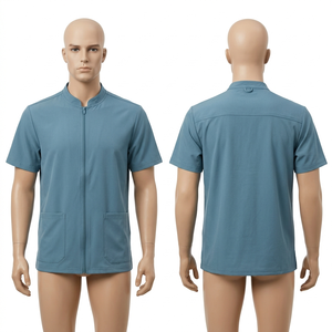 Chaqueta Médico Premium de Poliéster y Spandex de 280 GSM, Blanca con Paneles en Contraste, Diseño Personalizado con Logotipo Bordado e Impreso - Product Image 3