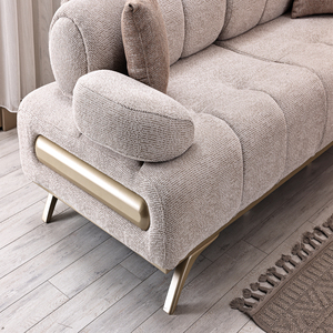 Ensemble de canapés en tissu bouclé tendance, mobilier de salon moderne de luxe, canapé à dossier coussiné de style turc pour villa et projets hôteliers - Product Image 4