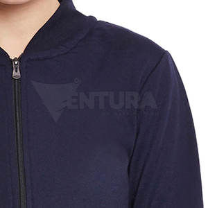 Chaqueta Bomber de cuero con logotipo personalizado para mujer, Chaqueta larga de invierno de poliéster sólido para exteriores, cremallera, cuello levantado, punto transpirable - Product Image 6
