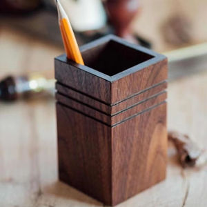 Walnut Acacia Wood Pen Holder Stand Desk Pencil Cup Organizer for Office Supplies <b>Makeup</b> Brushes Desktop Drawer Furniture - Product Image 1