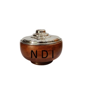 Pot chaud de serveur de casseroles d'acier inoxydable de double paroi de finition de noix de forme ronde de vente chaude - Product Image 1