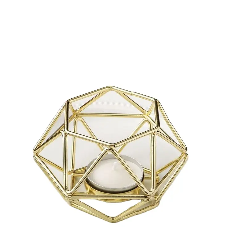Geometric Design Favor Metal Tealight Holder Hexagon Tea Light Candle Holders Custom Wholesale Bulk Quantity Manufacturer 2023