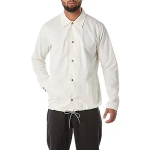 最新模特训练户外活动服装定制素色白色教练夹克纽扣向上可逆热卖夹克