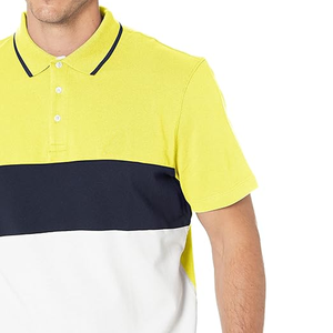 100% coton respirant polos pour hommes été trois couleurs couture t-shirt à revers à manches courtes - Product Image 5