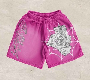 Nouveaux shorts délavés à l'acide pour hommes 100% coton éponge polaire impression personnalisée soleil délavé High Street Vintage Shorts pour hommes - Product Image 1
