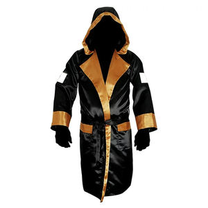 Bata de boxeo de longitud completa con capucha, Impresión de logotipo personalizado y personalizado, batas de boxeo de color sólido para hombres - Product Image 1