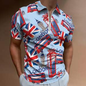 Polo informal ajustado al por mayor, Polo de manga corta de secado rápido con cuello bordado y gráfico, Polo transpirable para verano - Product Image 5