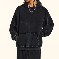 Sweat-shirts à capuche pour hommes personnalisés, sans cordon, en molleton délavé, doublés, respirants, épais, pour l'hiver