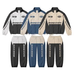 Alta calidad contraste Color personalizado Logo de gran tamaño invierno Color azul hombres con capucha Unisex rompevientos Nylon chándal hombres - Product Image 2