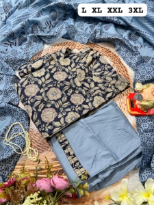 Diseñador de calidad superior Muselina viscosa de buena calidad romana con bordado Trabajo Kurti Pant y Dupatta Fabricante de Surat - Product Image 5