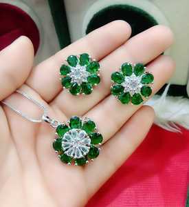 American Diamond Sparkling pendant Indian Jewellery set with same matching <b>earrings</b> and pendant <b>chain</b> for all function and party - Product Image 2