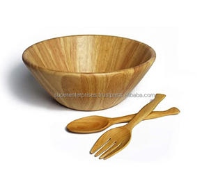 Salade en bois d'acacia naturel au design moderne de luxe de qualité supérieure meilleure vente ustensile bol de service à salade fait à la main article décoratif pour la maison - Product Image 4