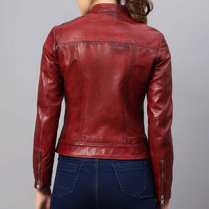 Nouvelle veste en cuir rouge Offre Spéciale pour femmes qualité supérieure confortable personnalisé à la mode peau de mouton coton remplissage Nylon - Product Image 6