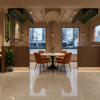 Mueble Bar con Exhibidor de Vinos, Mostrador Acanalado y Luz Ambiental LED, Conjunto de Muebles para Restaurante, Cafetería, Bar de Vinos y Bistro de Alta Gama