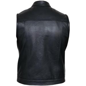 Veste de moto sans manches classique vintage rétro pour hommes col montant gilet de motard - Product Image 2