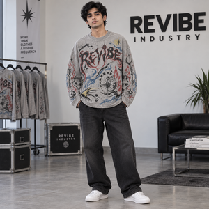 Camiseta de Manga Larga con Estampado Gráfico Extra Grande para Hombre, Algodón Grueso, Lavado Vintage, DTG, Ropa Urbana, Fabricante de Marca Privada OEM - Product Image 1