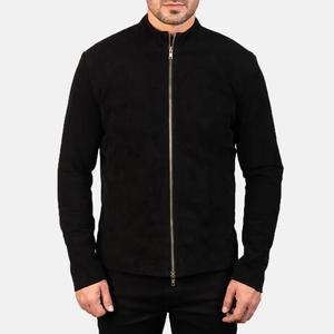 2025 veste d'hiver noire pour hommes en cuir pur conception personnalisée Plus Logo décontracté fermeture éclair en cuir Style 2025 - Product Image 3