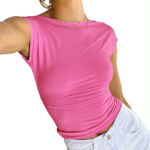 Crew Neck t Shirts Cotton Made Women Cropped Plain Blank <b>Crop</b> <b>Top</b> t Shirt Short Sleeve Solid Color Dyed <b>Crop</b> <b>Top</b> t Shirts - Product Image 1