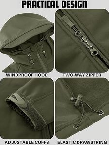 Veste Softshell Tactique Réversible pour Homme, Coupe-Vent, Capuche Imperméable, Polaire Épaisse, Respirante, Fermeture à Glissière Chaude en Peau de Requin - Product Image 6