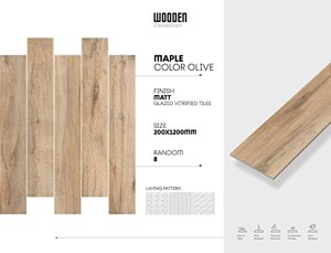 Suelo de madera de porcelana de fábrica 200x1200mm Baldosas de porcelana mate Baldosas de aspecto madera - Product Image 5