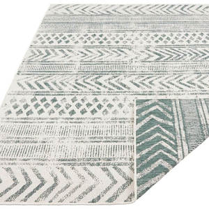 Indoor-<b>Outdoor</b> Reversible Geometric Green <b>Rug</b> by Netline Home Tufted Polypropylene Door Mat - Product Image 3