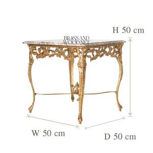 โต๊ะข้างทรงสี่เหลี่ยมหรูหราพร้อมท็อปหินอ่อนลายเส้นสีน้ำตาลพรีเมียมและโครงทองเหลืองหล่อขึ้นรูปด้วยมืออย่างประณีตสำหรับตกแต่งบ้านสไตล์พระราชวัง - Product Image 5