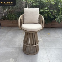 Tabouret haut moderne pour extérieur, chaise de bar en métal et rotin tressé, ensemble table et chaises pour jardin, terrasse, cour, balcon, mobilier de bar