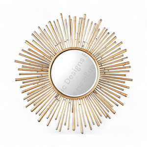 Miroir mural à cadre en métal doré fait à la main Design de luxe Chambre à coucher contemporaine Décoration intérieure Verre fait à la main Salon contemporain - Product Image 5