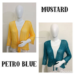 2026 Neue Einfarbige Ikat Übergröße Dreiviertel-Ärmel Frühling Sommer Herbst Winter Strickjacke Bolero Bluse Damen Häkel-Stretch-Oberteil - Product Image 5