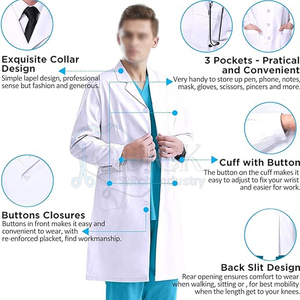 Vente en gros 100% coton blouse de laboratoire blanche de haute qualité pour hommes uniformes de laboratoire en vrac quantité vêtements d'hôpitaux - Product Image 6
