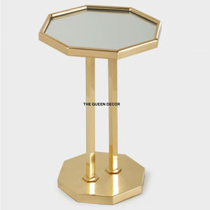 Nouvelle arrivée, table d'appoint en acier inoxydable, forme unique, finition miroir brillante, plateau en marbre, dernière vente - Product Image 5