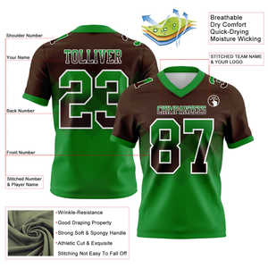 OEM qualité supérieure logo personnalisé dégradé forme carrée design marron et vert gazon maille respirante maillot de football américain - Product Image 2