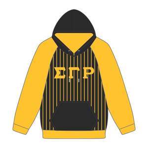Sigma Gamma Rho Black Body Gold Raglan Pinstripes Pullover Hoodie SGRho Sorority Apparel Custom Divine Nine HBCU Clothing - Product Image 2