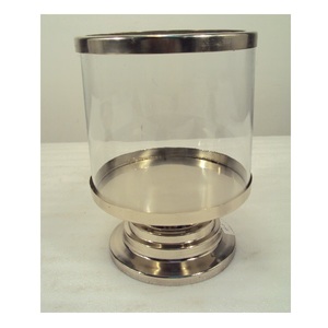 <b>Large</b> Clear Glass Hurricanes <b>Candle</b> Holder With Aluminium Stand for Home Decorative Party Christmas Table Decor - Product Image 5