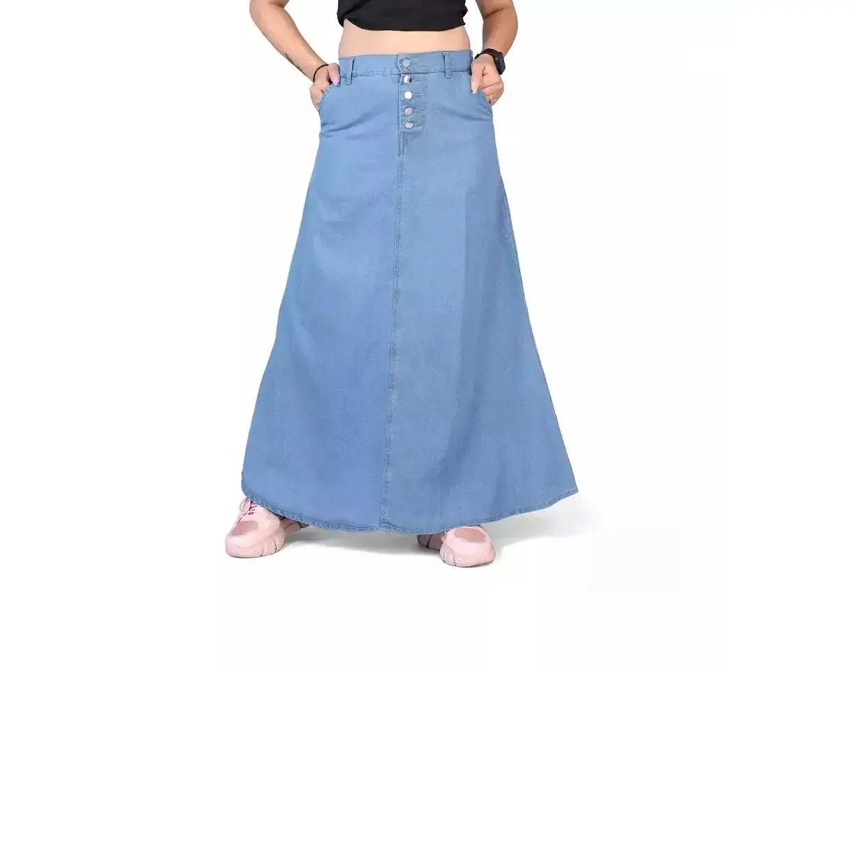 High on Demand Blue Colour Women Pleated Long Skirt for Beautiful Girls for Export from Indian Manufacturer