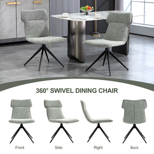 Chaise de salle à manger pivotante chaise de cuisine avec dossier en tissu chenill et pieds en métal noir pour bureau à domicile salle à manger salle de réunion - Product Image 5