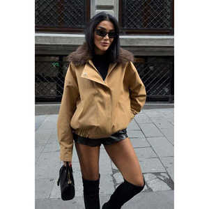 Chaqueta Parka Bomber con Cuello de Piel para Mujer, Modelo 6136 - Product Image 6