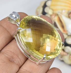 Colgante fino de plata de ley sólida 925 con cuarzo limón sandía cuarzo pera corte ajuste bisel facetado ovalado encanto - Product Image 3