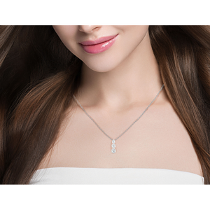 เครื่องประดับ avarta 18K จี้โซลิแทร์สามชิ้นสีขาวทอง - Product Image 3