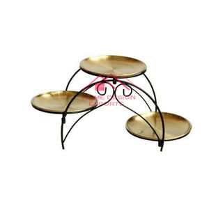 Diseño fabuloso Soporte de pastel de metal de un solo nivel Fiestas de Navidad Fiesta DE BODA Celebración Soporte de plato de pastel chapado en oro - Product Image 3